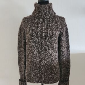 Chunky Knit Turtleneck Sweater - Brown